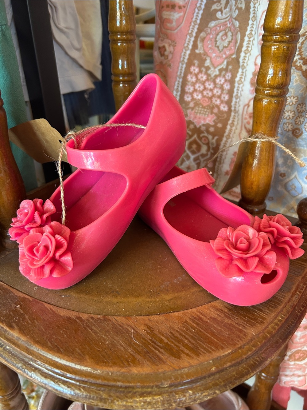 Mini Melissa Pink Floral Jelly Mary Jane Sandals